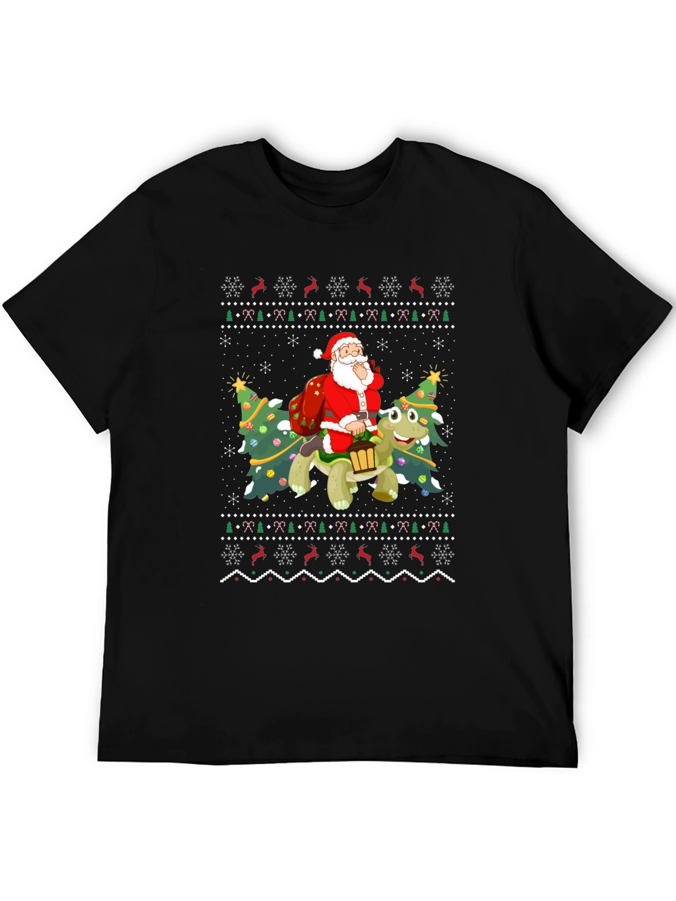 Festive Santa Turtle Ugly Christmas T-Shirt