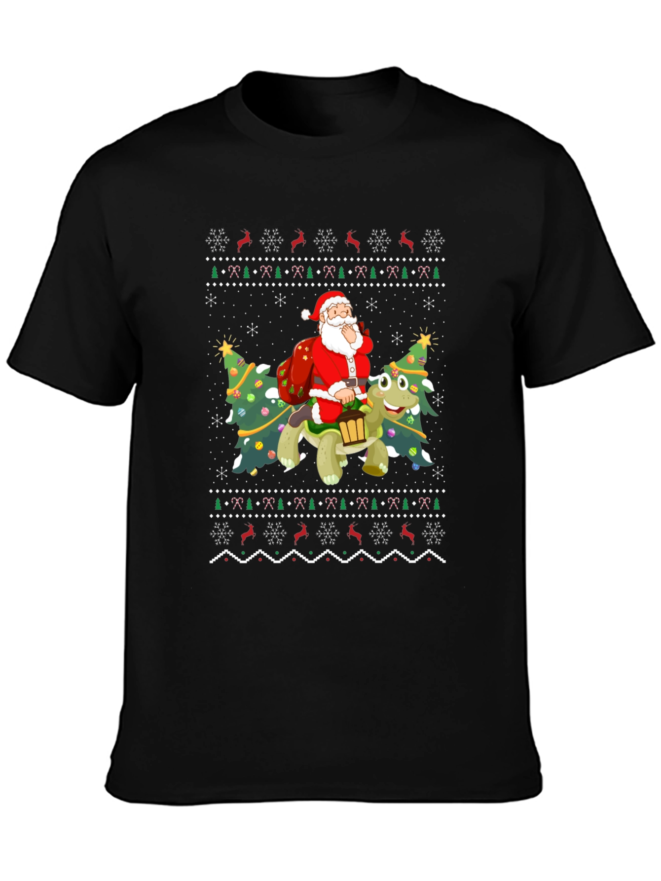 Festive Santa Turtle Ugly Christmas T-Shirt