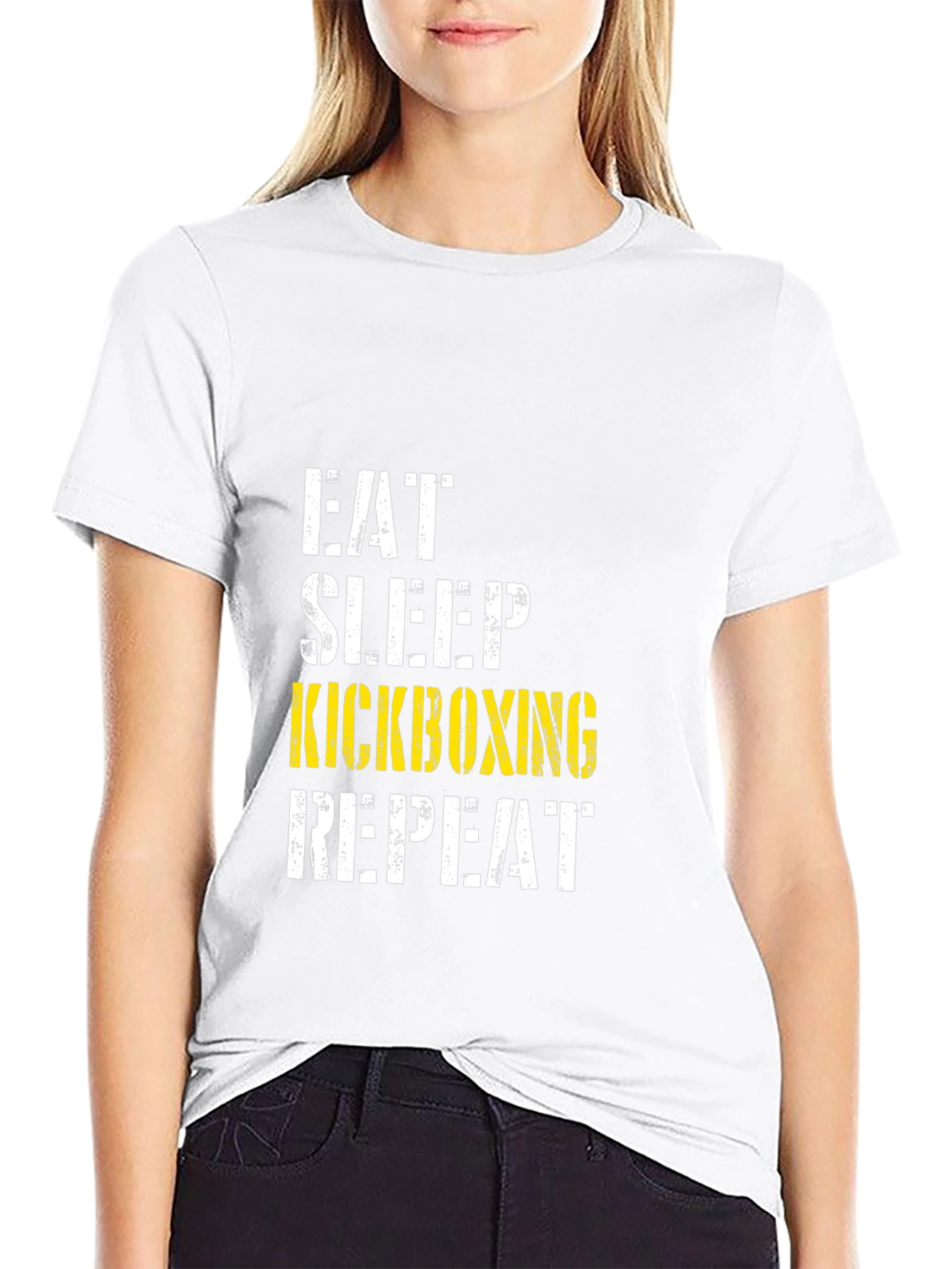 Eat Sleep Kickboxing Repeat Graphic Tee - Black