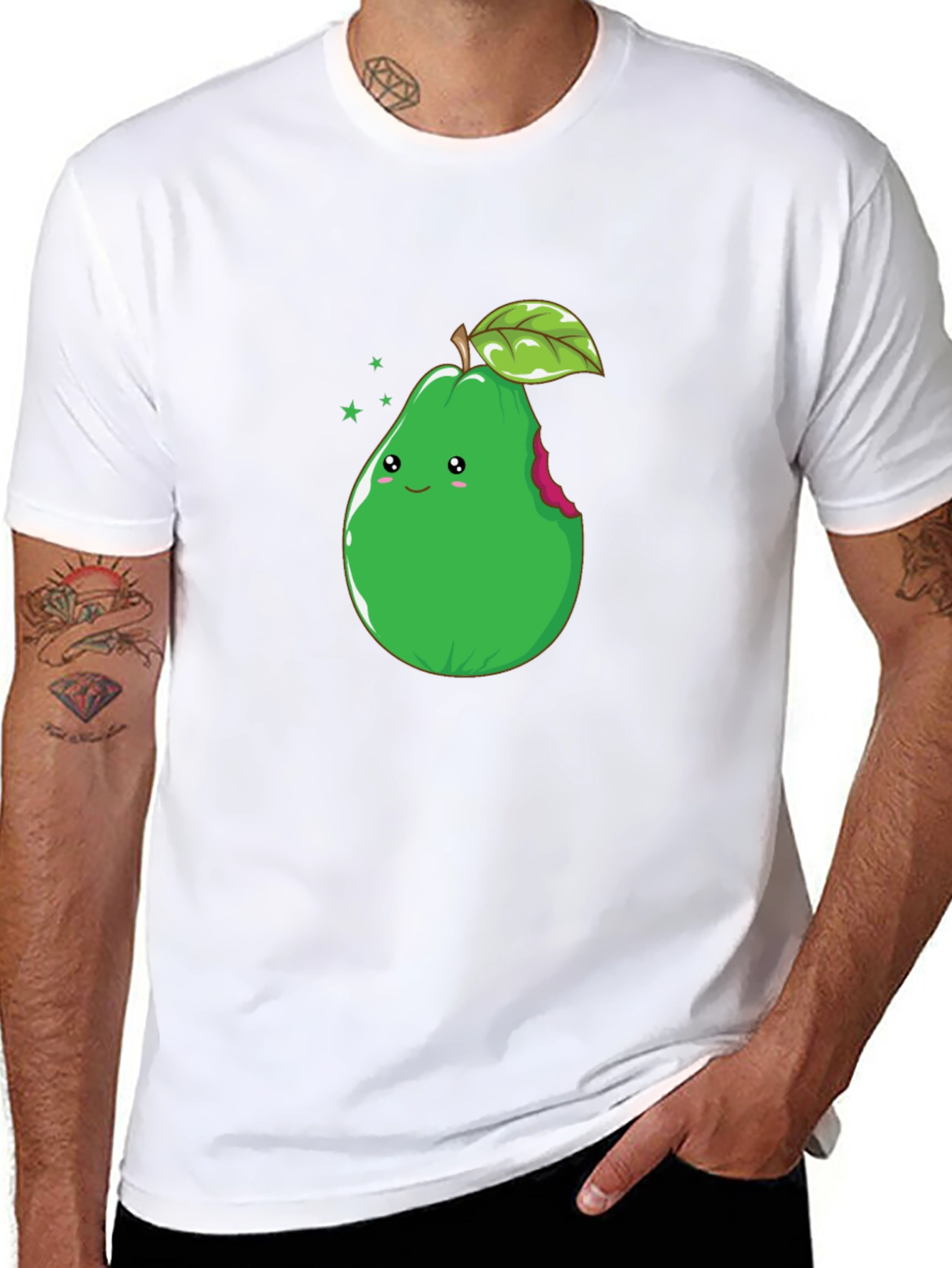 Cute Pear Graphic Tee - Black Cotton T-Shirt