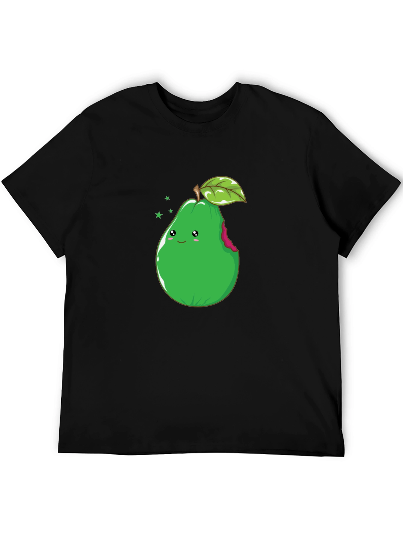 Cute Pear Graphic Tee - Black Cotton T-Shirt