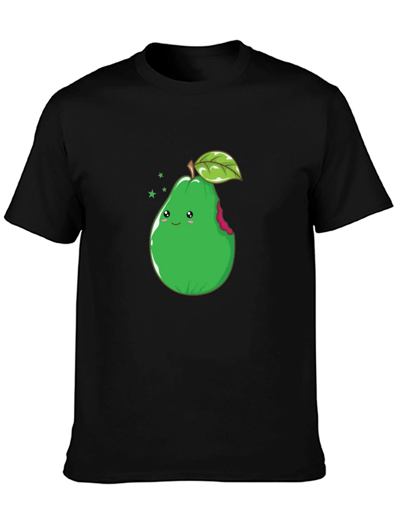 Cute Pear Graphic Tee - Black Cotton T-Shirt