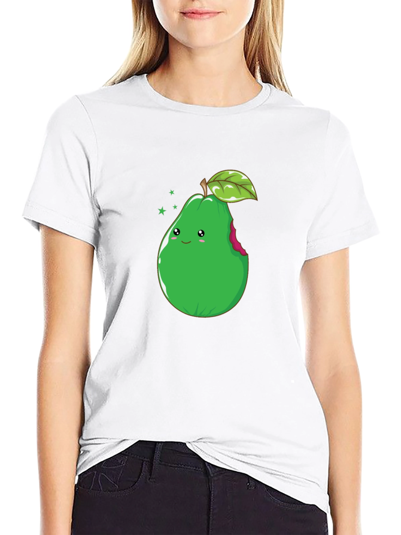 Cute Pear Graphic Tee - Black Cotton T-Shirt