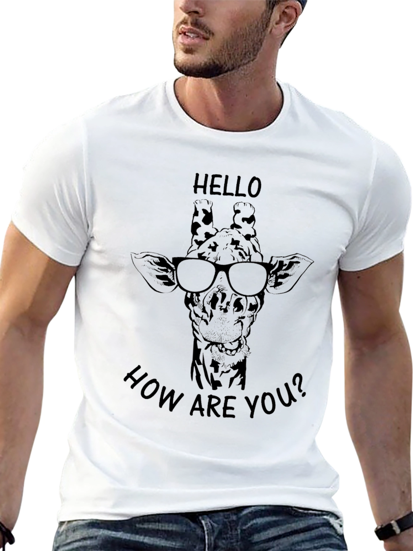 Giraffe with Glasses T-Shirt - Hello How Are You?