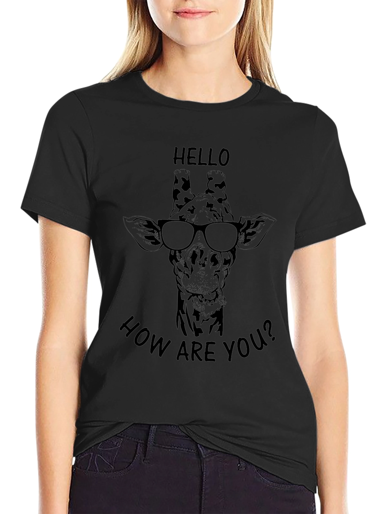 Giraffe with Glasses T-Shirt - Hello How Are You?