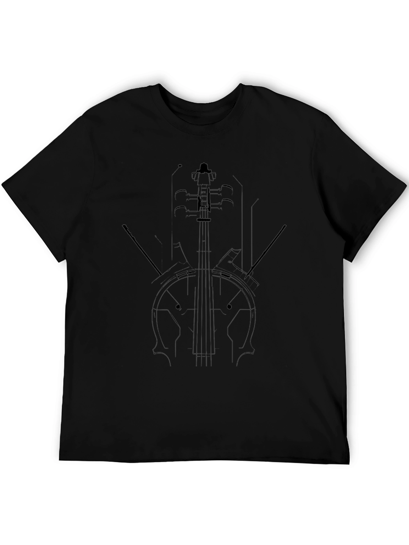Classic Violin Line Art Black Tee