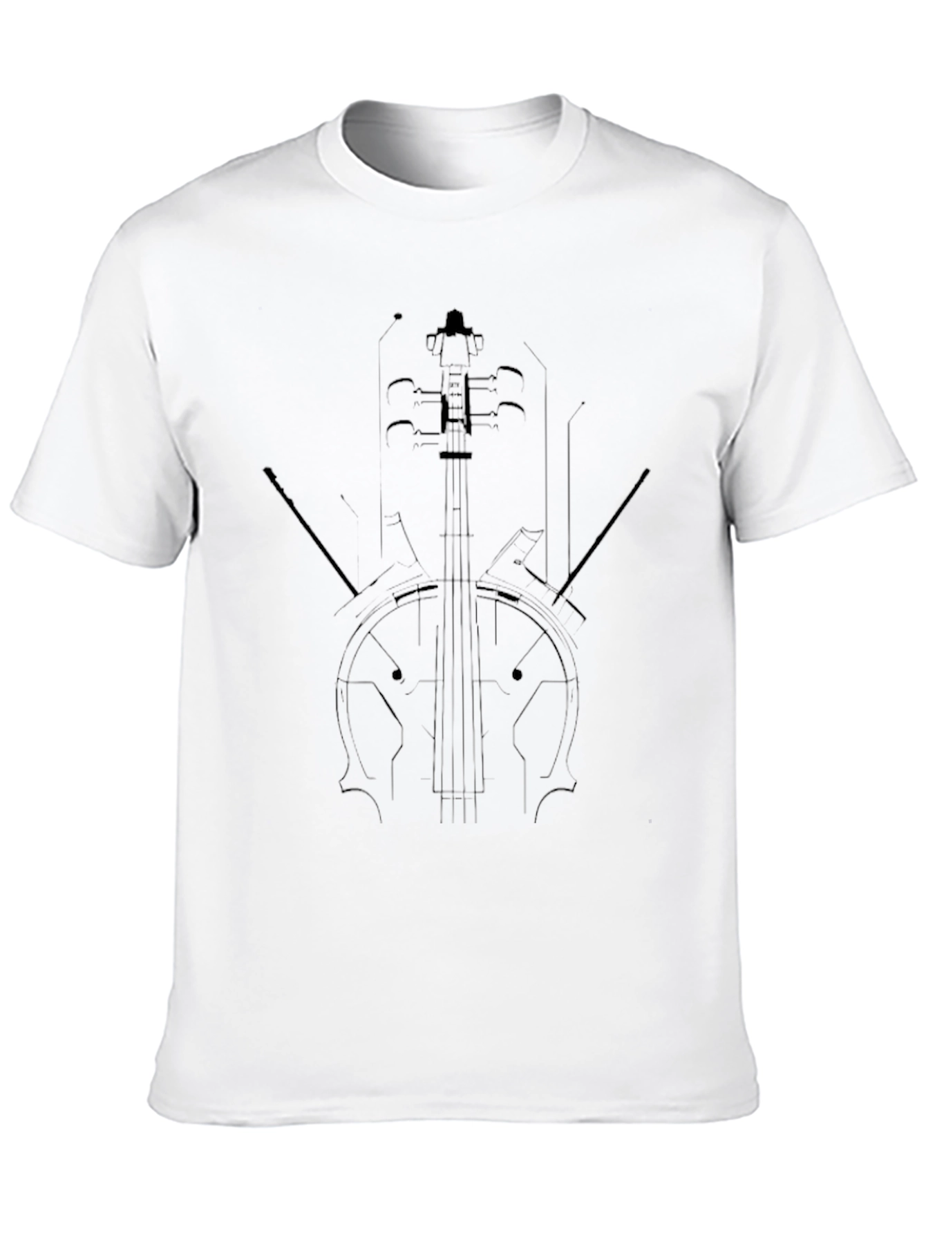 Classic Violin Line Art Black Tee