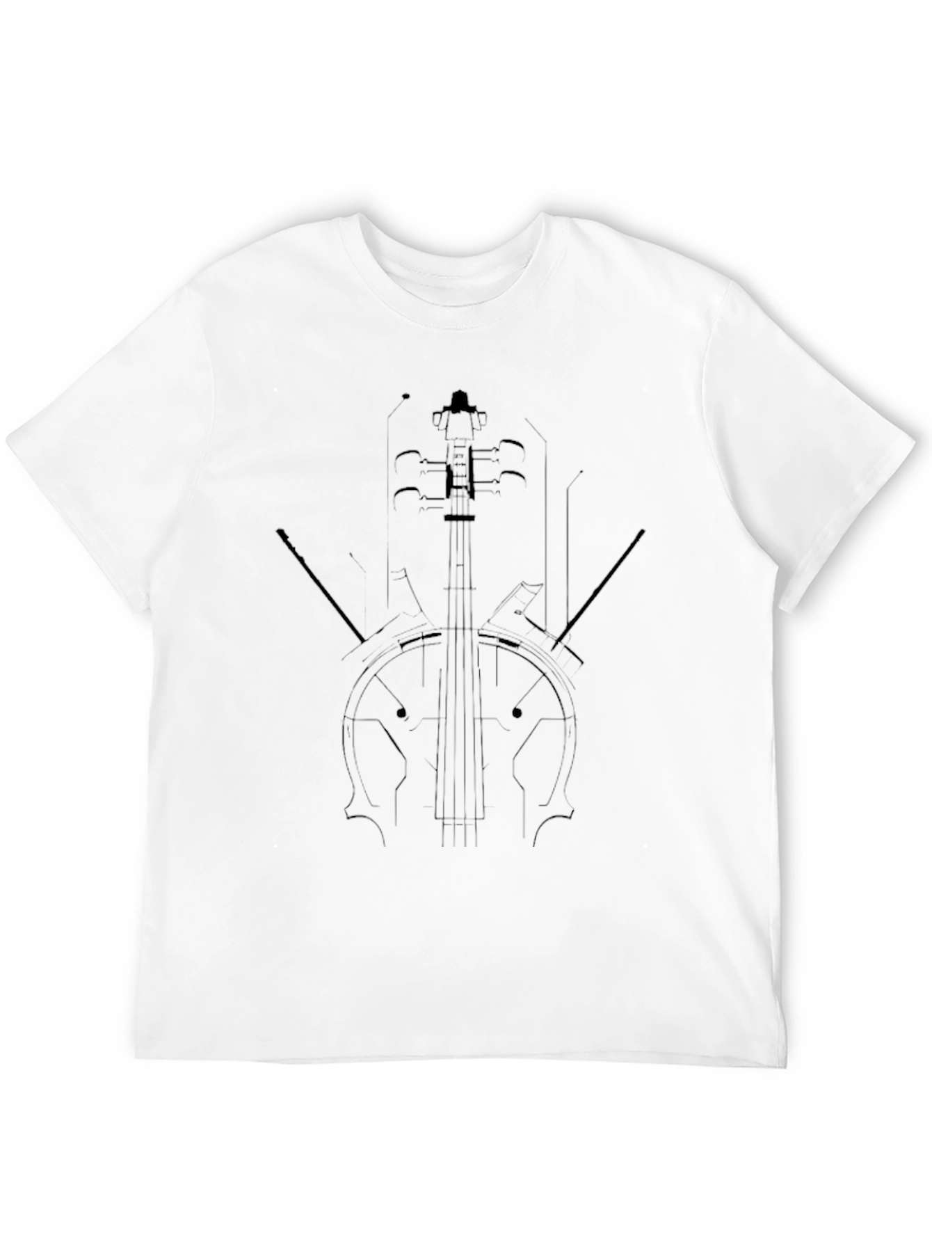 Classic Violin Line Art Black Tee