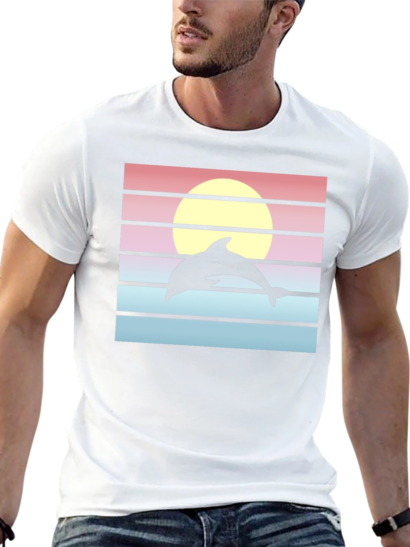 Retro Dolphin Sunset Graphic Tee