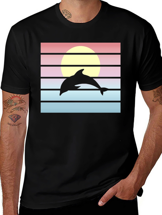 Retro Dolphin Sunset Graphic Tee