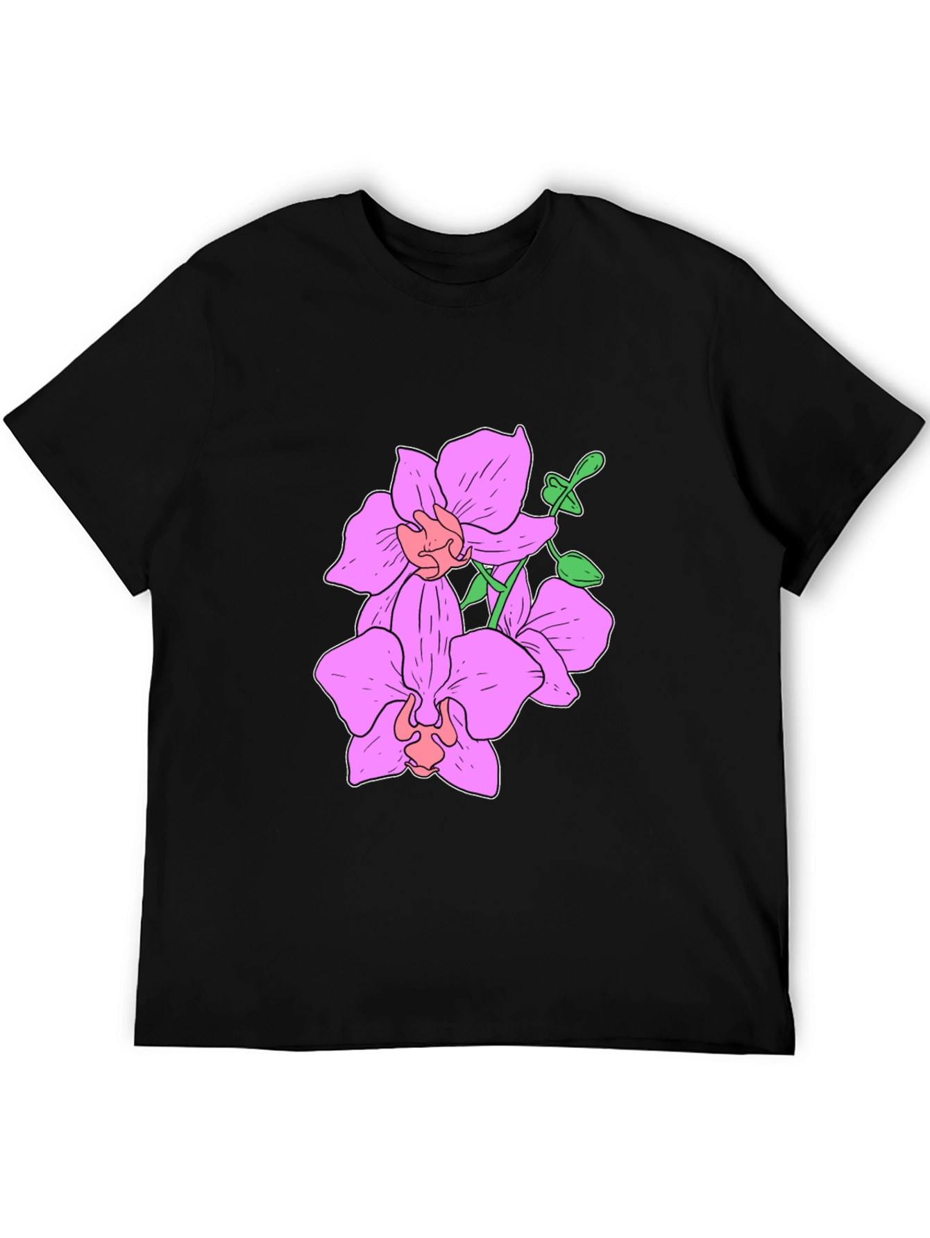 Floral Orchid Graphic Tee - Black