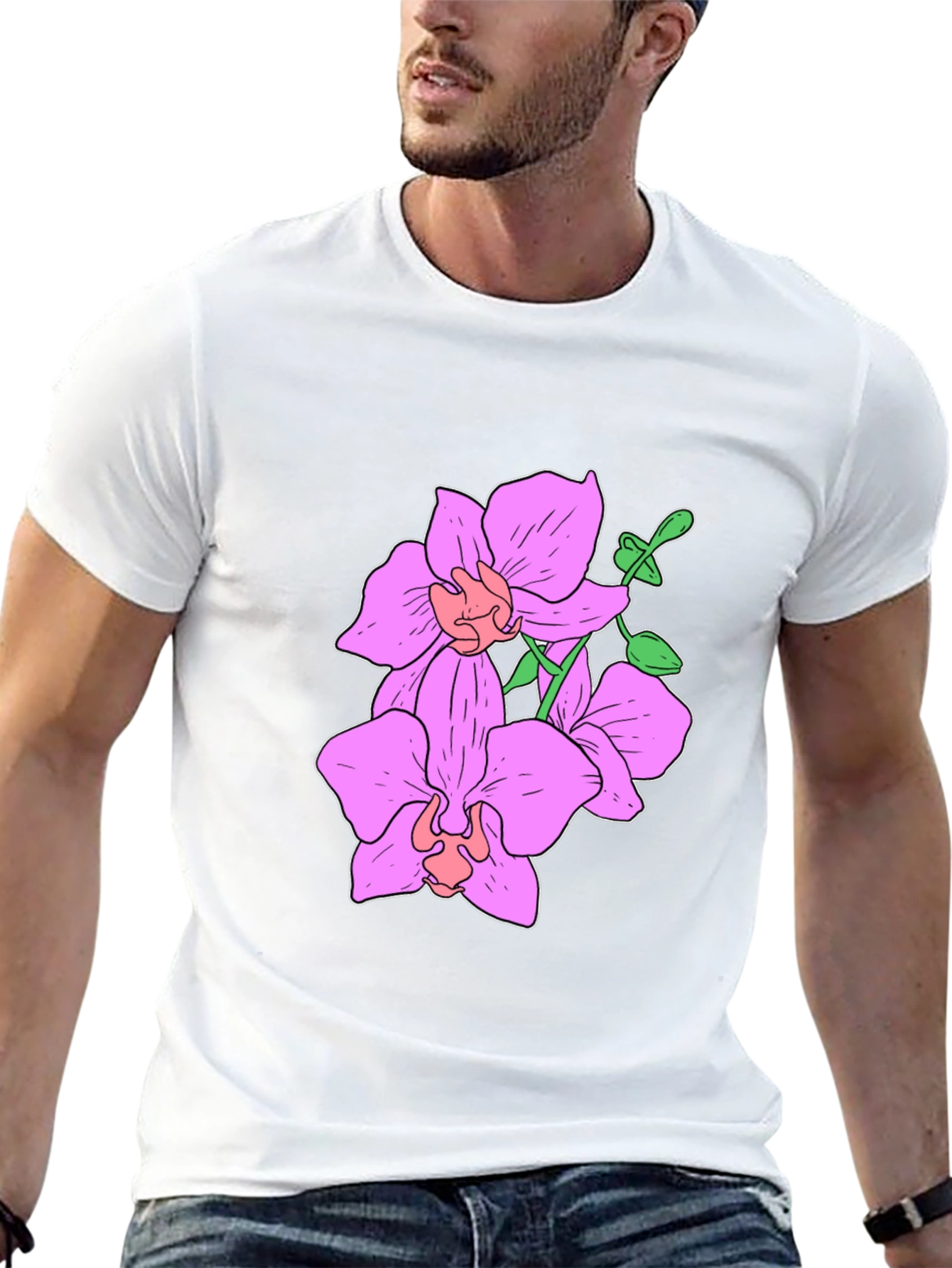 Floral Orchid Graphic Tee - Black