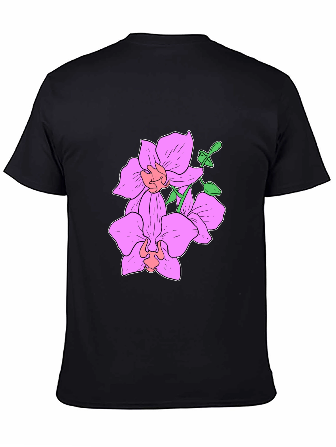 Floral Orchid Graphic Tee - Black