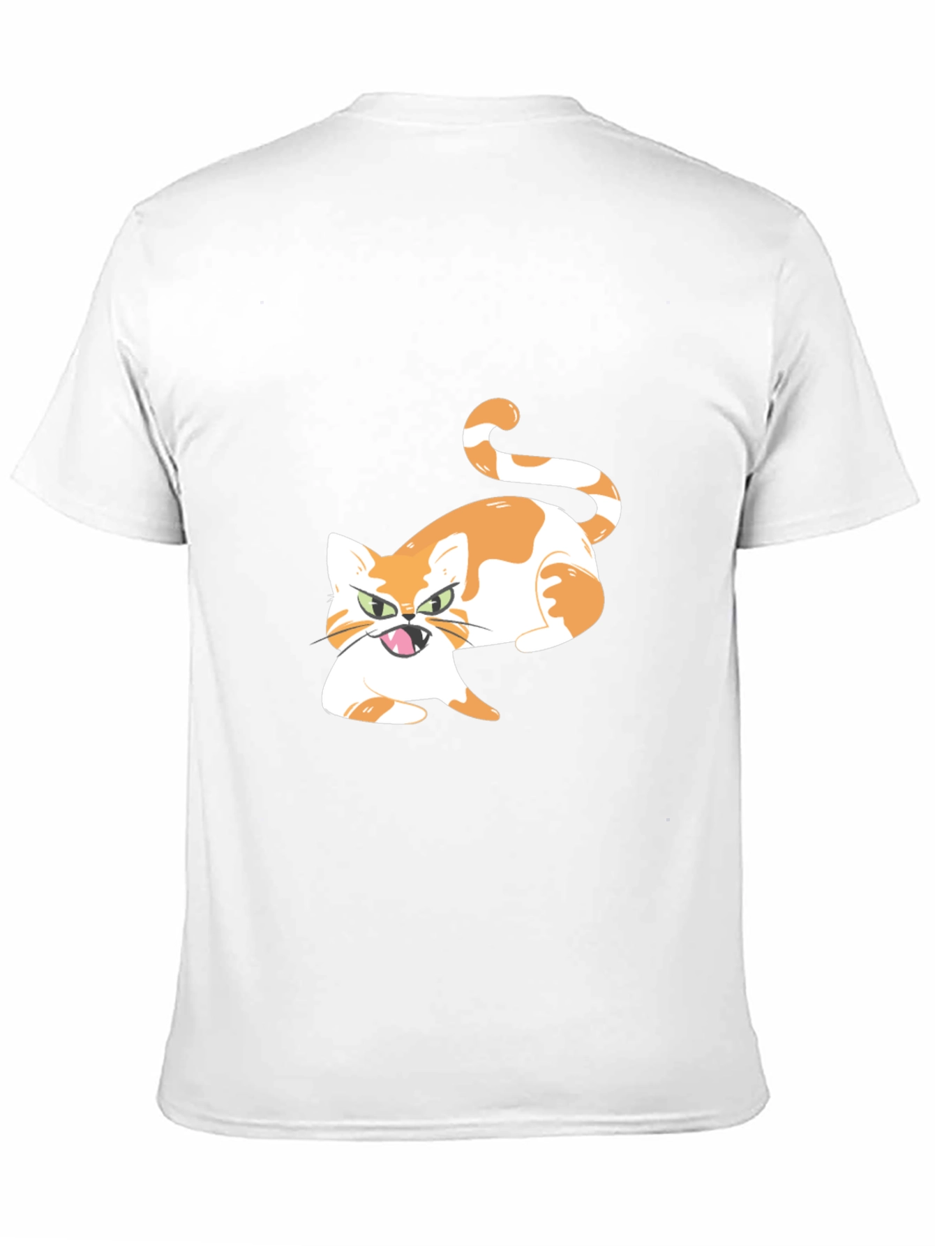 Cartoon Cat Graphic Tee - Black Cotton Blend