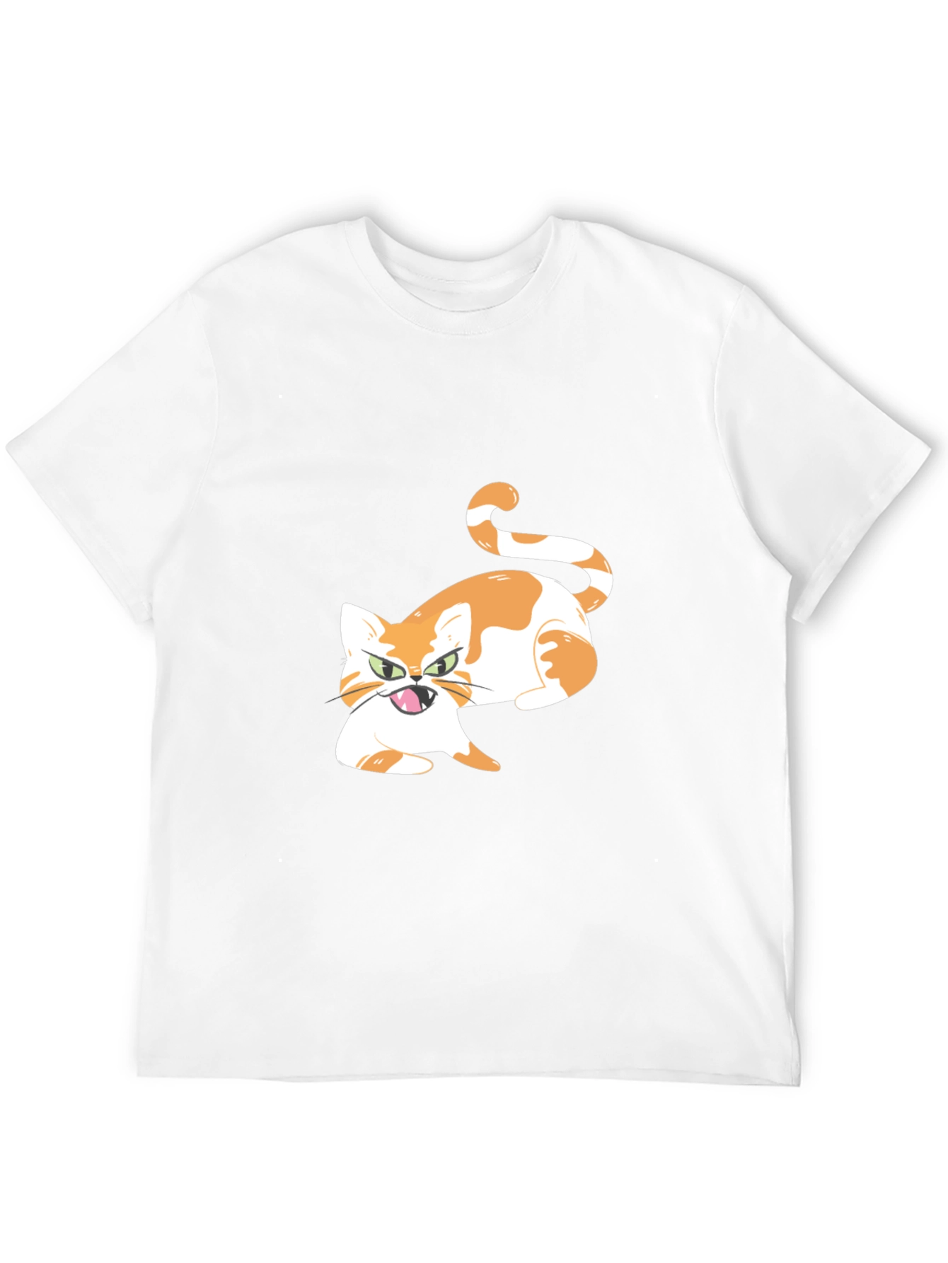 Cartoon Cat Graphic Tee - Black Cotton Blend
