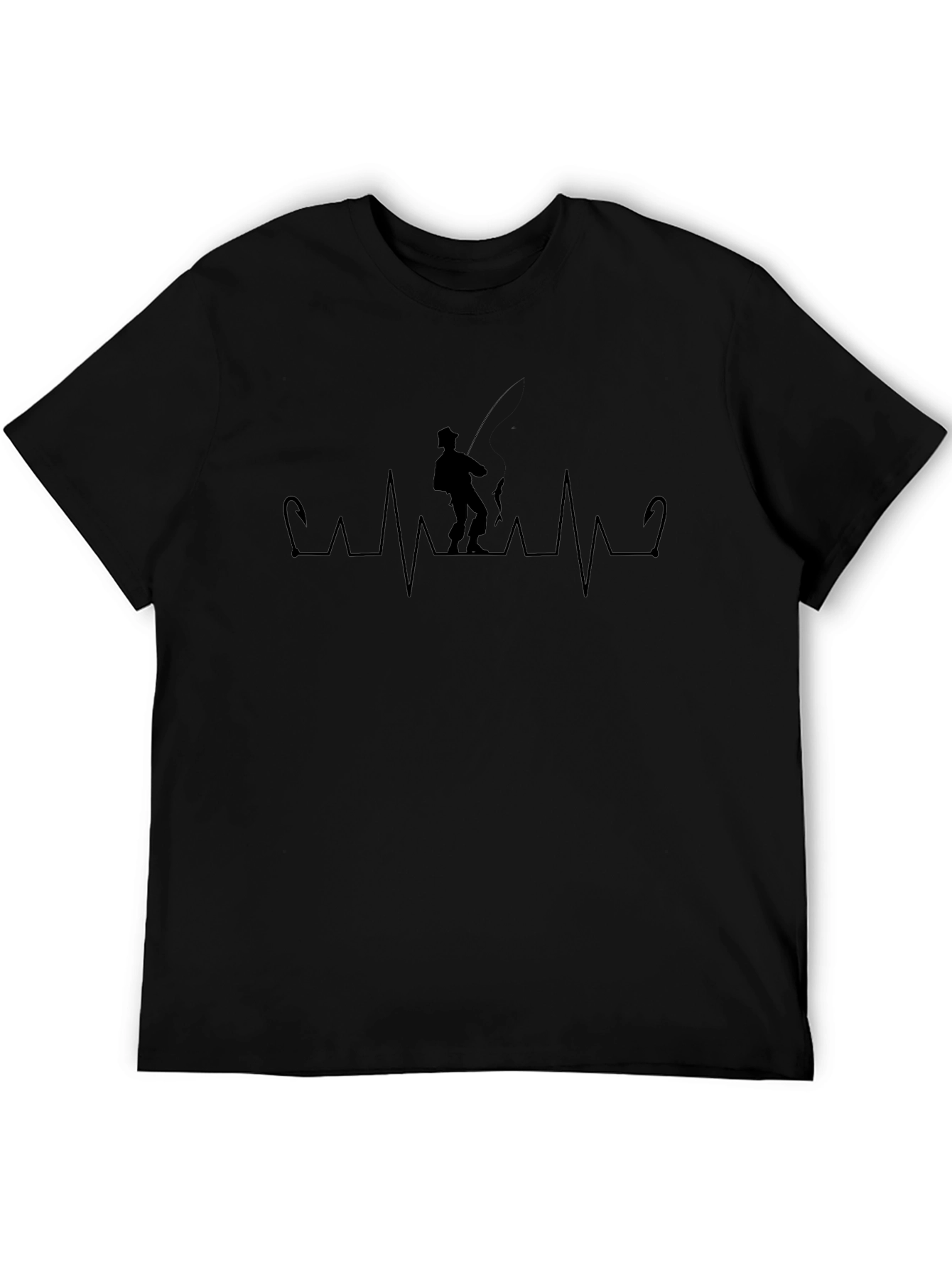 Fisherman Heartbeat T-Shirt - Black Graphic Tee