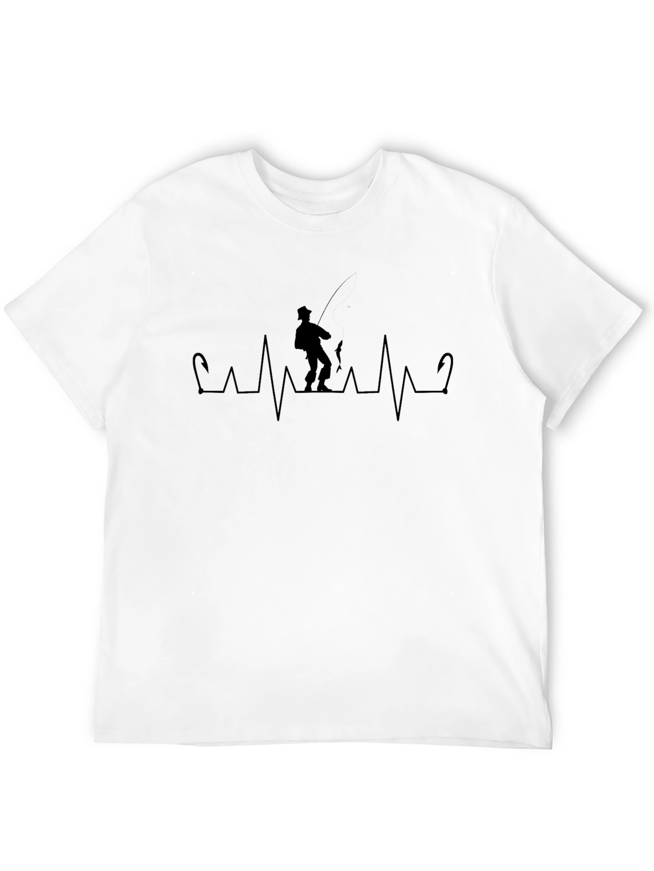 Fisherman Heartbeat T-Shirt - Black Graphic Tee