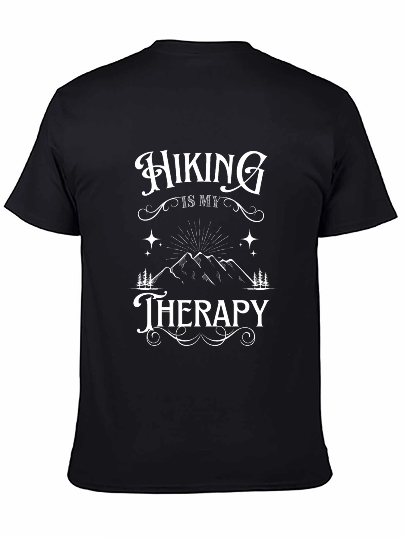 Hiking is My Therapy Black T-Shirt
