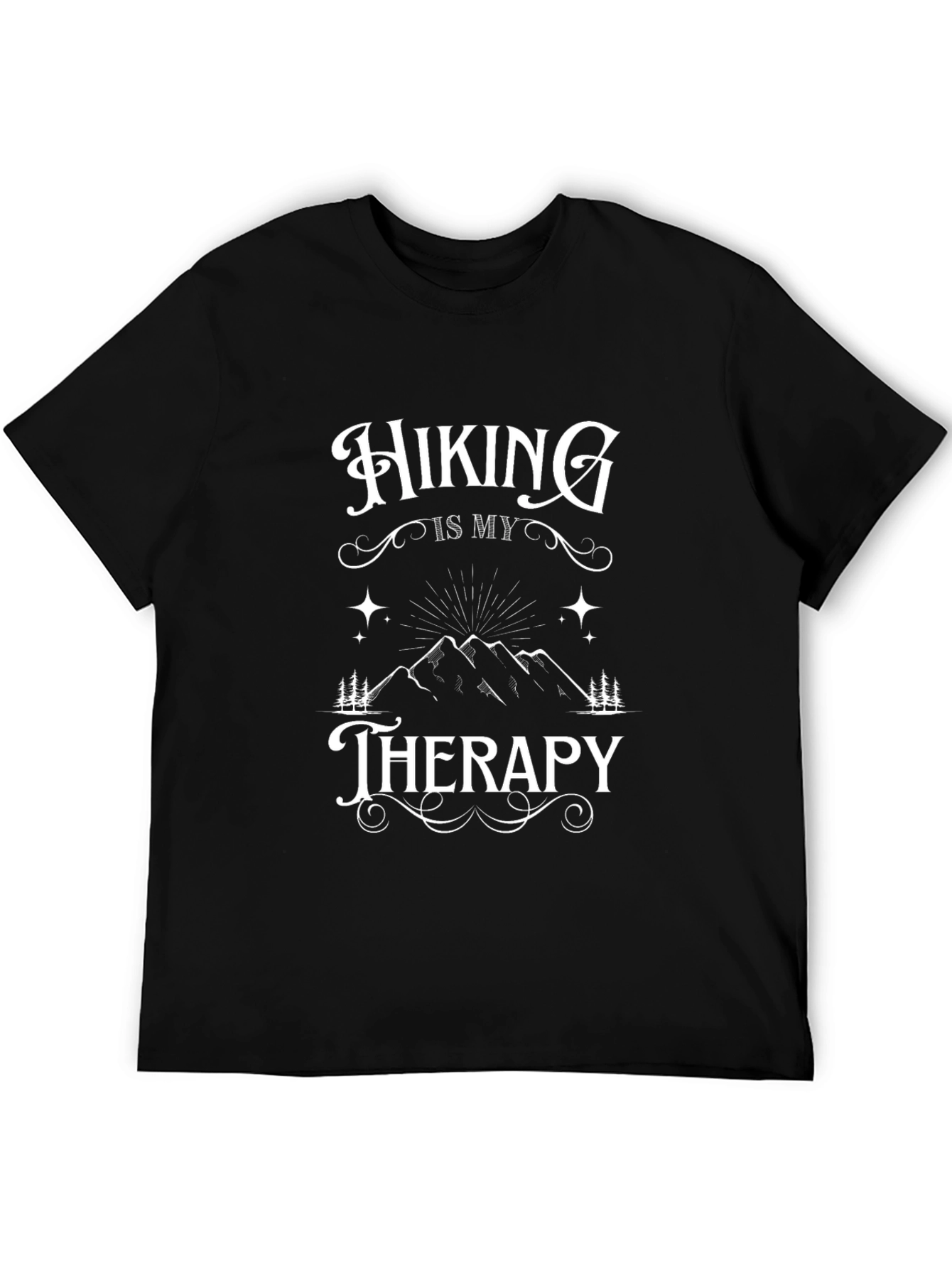 Hiking is My Therapy Black T-Shirt