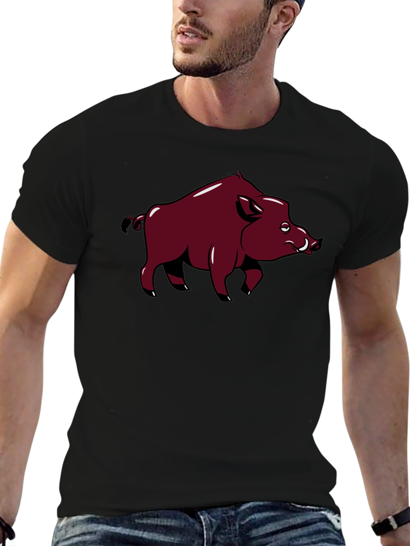 Boar Graphic Tee - Classic Black Cotton T-Shirt