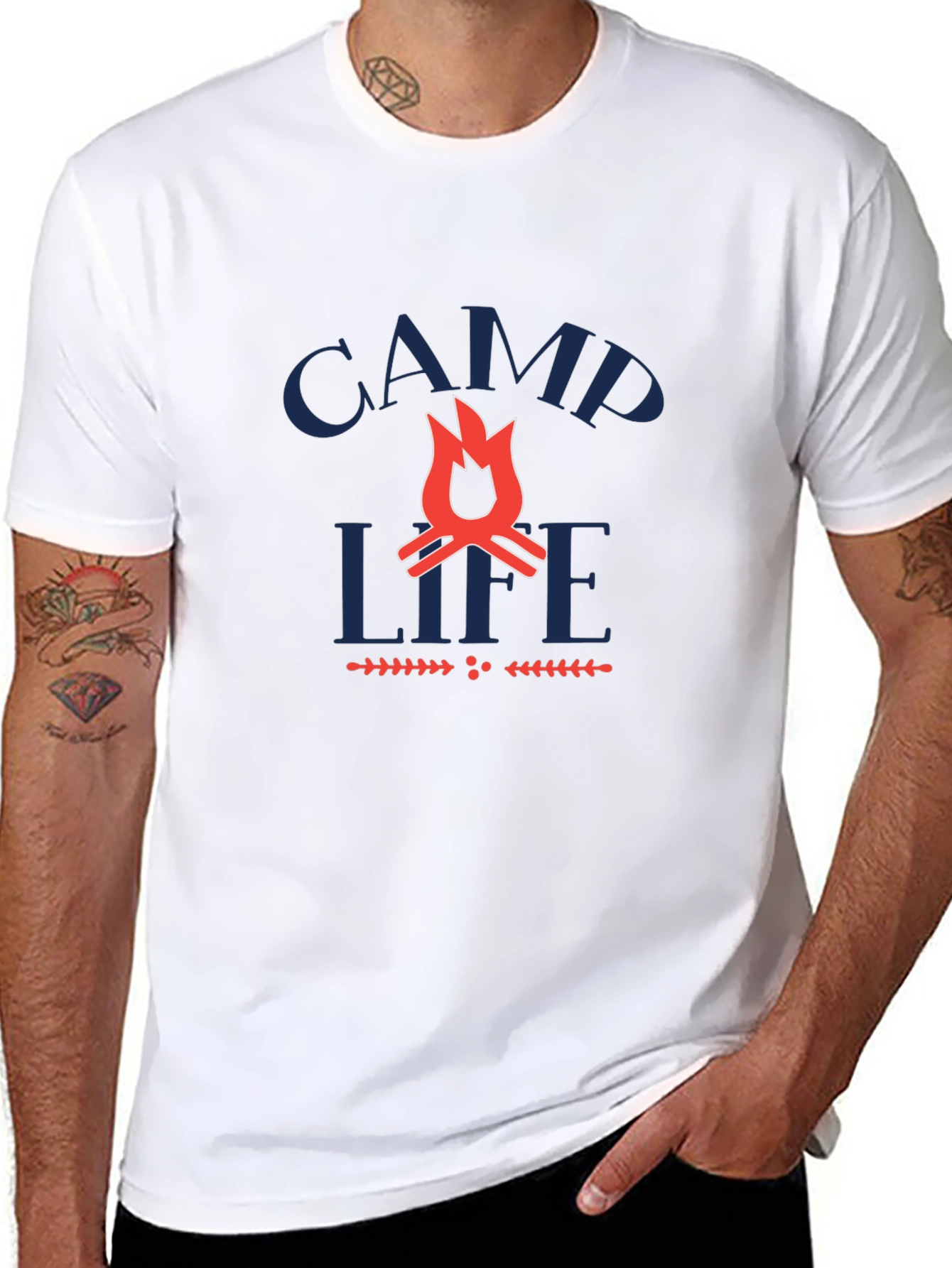 Camp Life Graphic Tee -  Black Crewneck T-Shirt