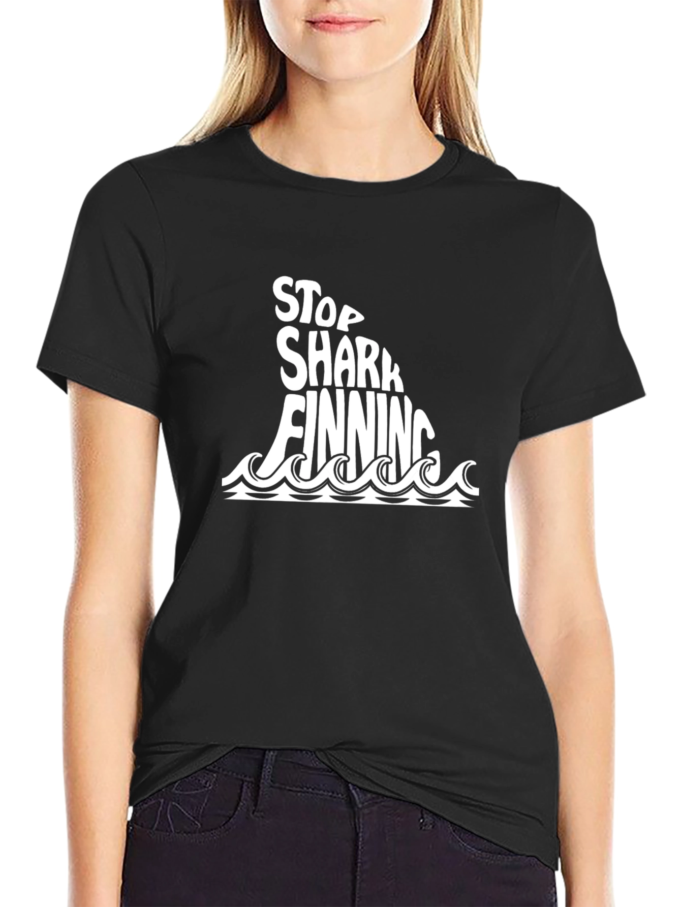 Stop Shark Finning Graphic T-Shirt - Black