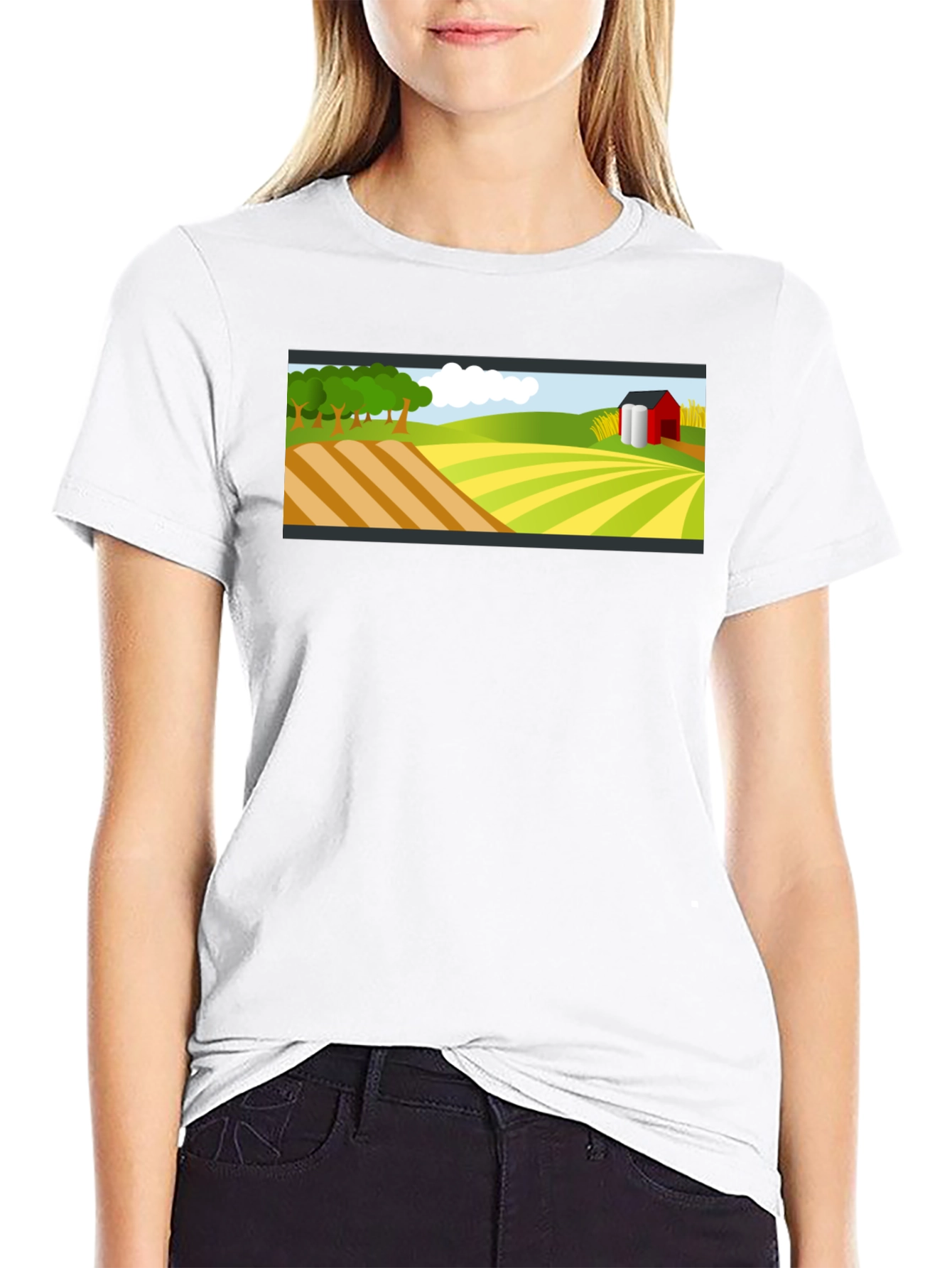 Farm Landscape Graphic Tee - Black