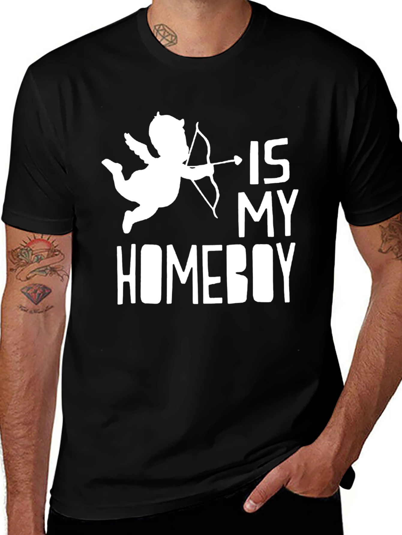 Cupid Is My Homeboy Black Graphic Tee