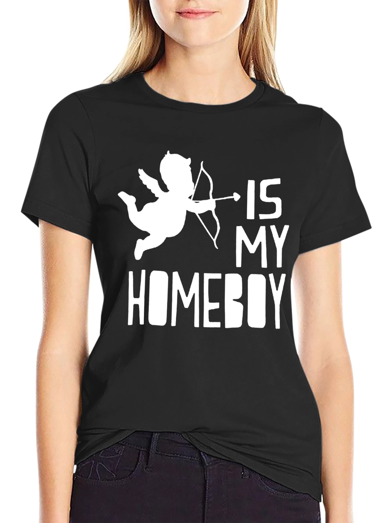 Cupid Is My Homeboy Black Graphic Tee