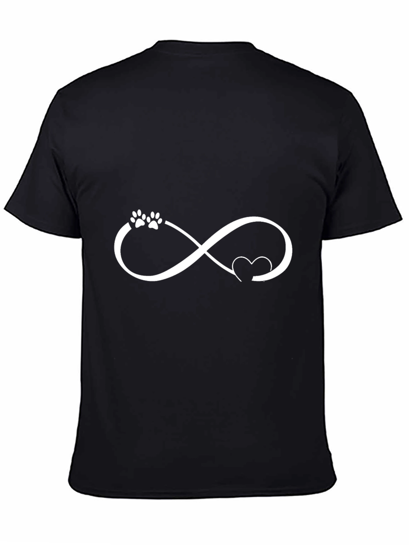 Dog Paw Heart Infinity Black T-Shirt
