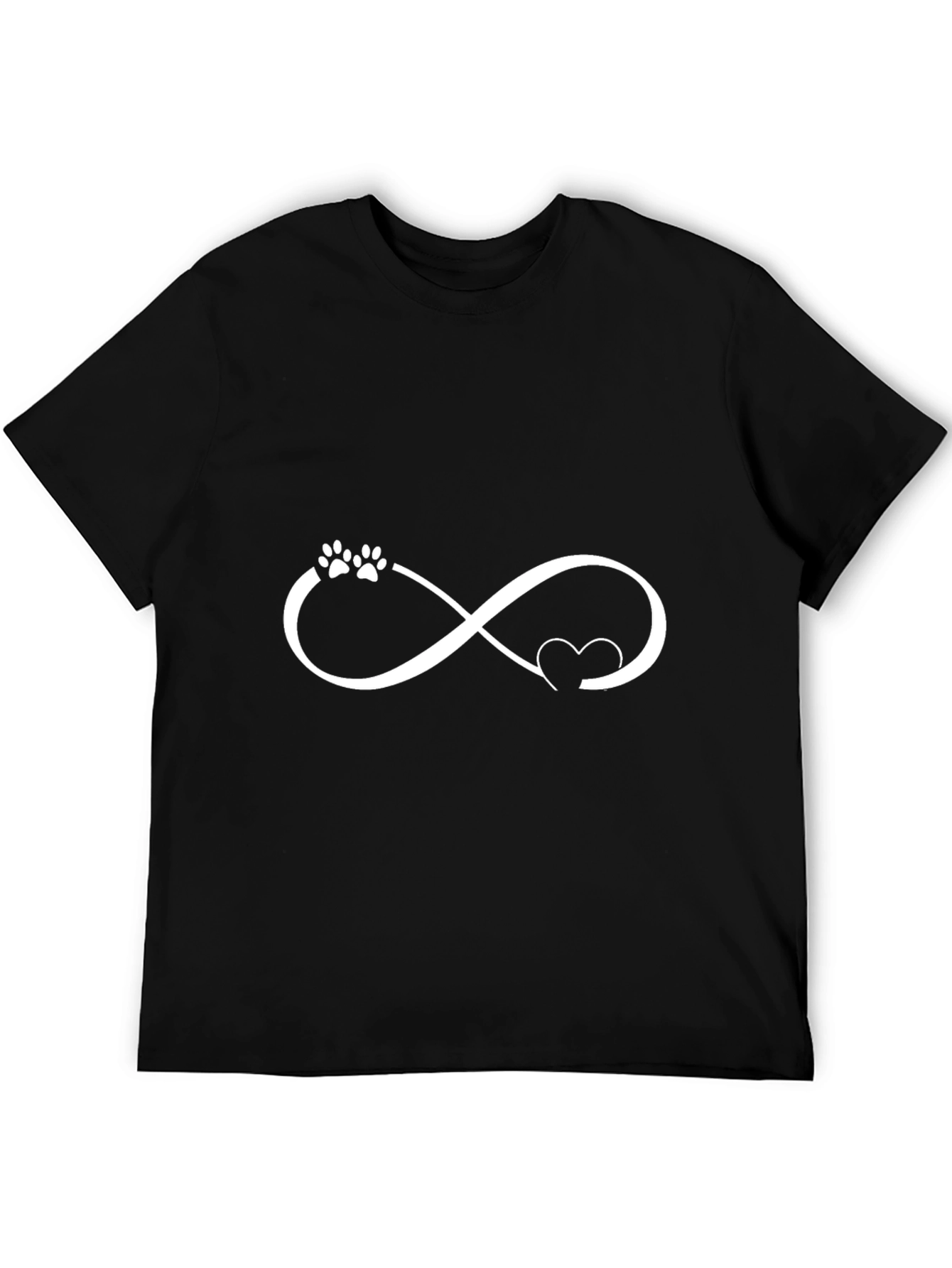 Dog Paw Heart Infinity Black T-Shirt