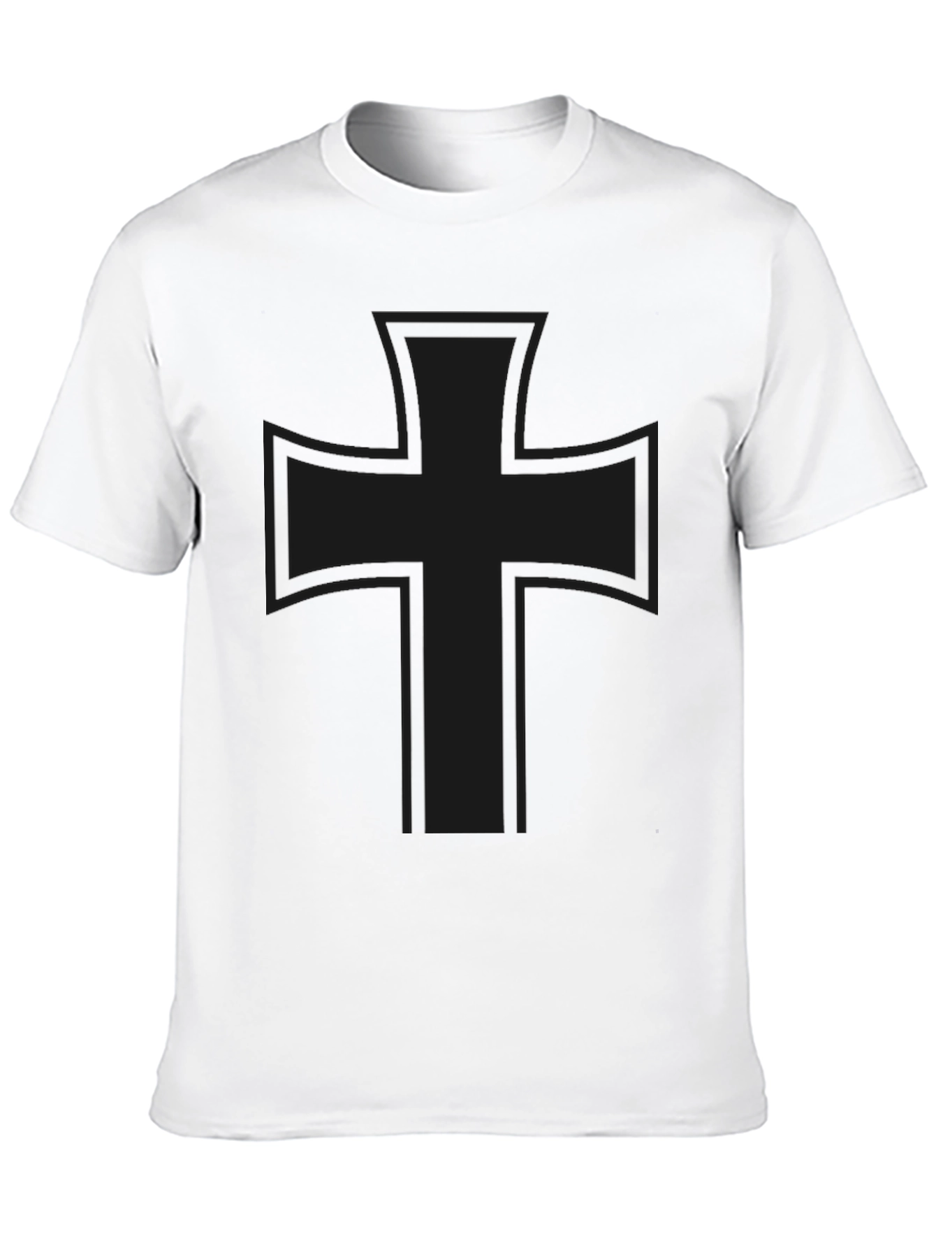 Black T-Shirt with Iron Cross Design