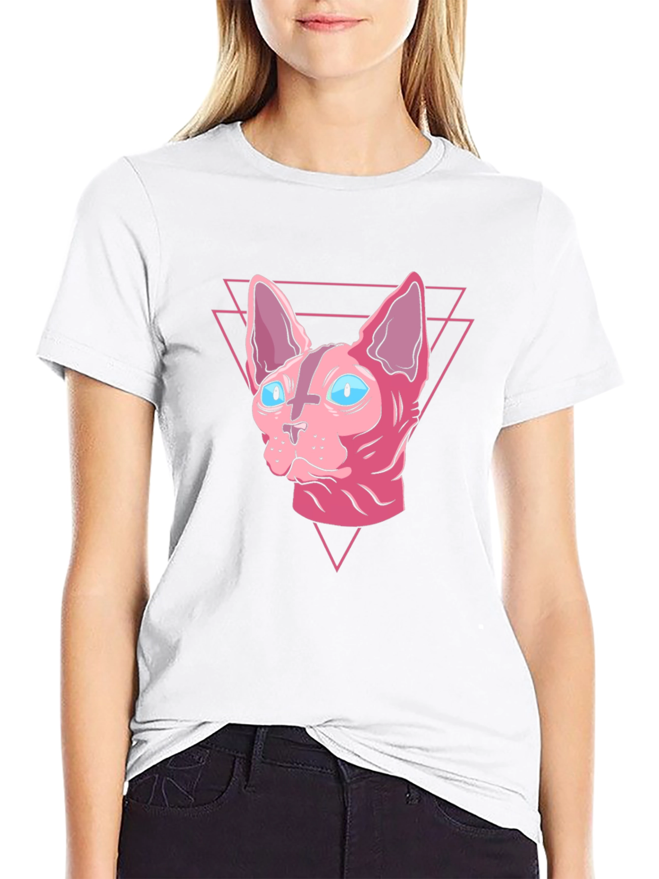 Sphynx Cat Graphic Tee - Black Cotton Shirt