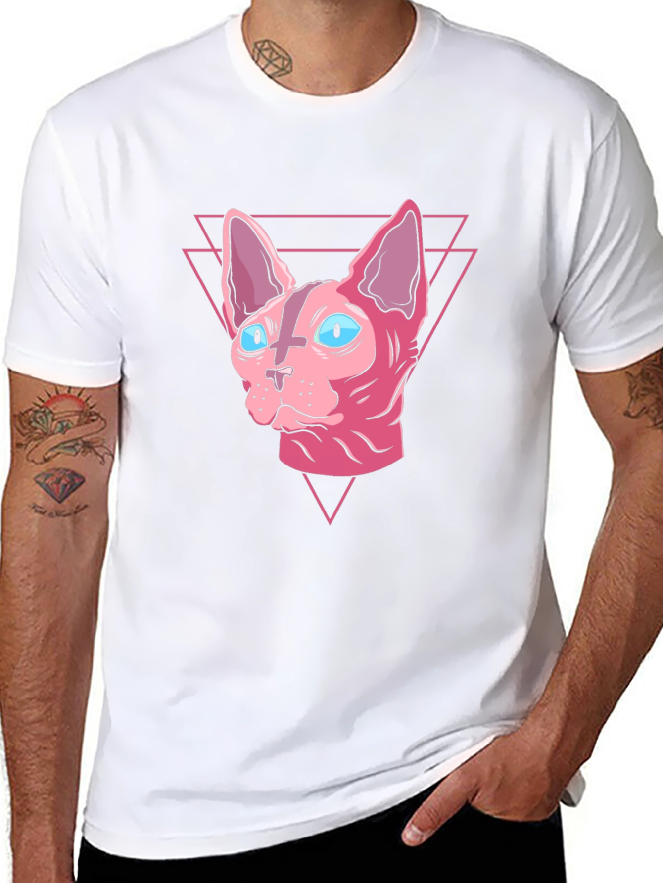 Sphynx Cat Graphic Tee - Black Cotton Shirt