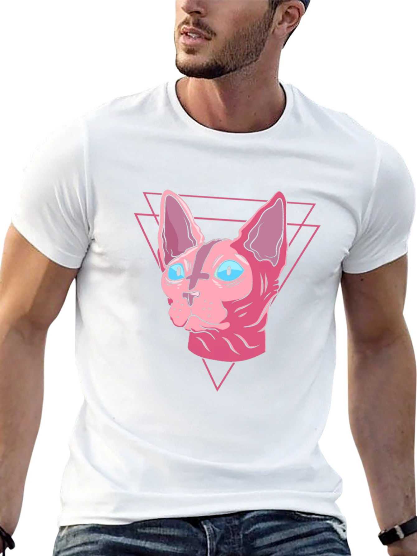 Sphynx Cat Graphic Tee - Black Cotton Shirt