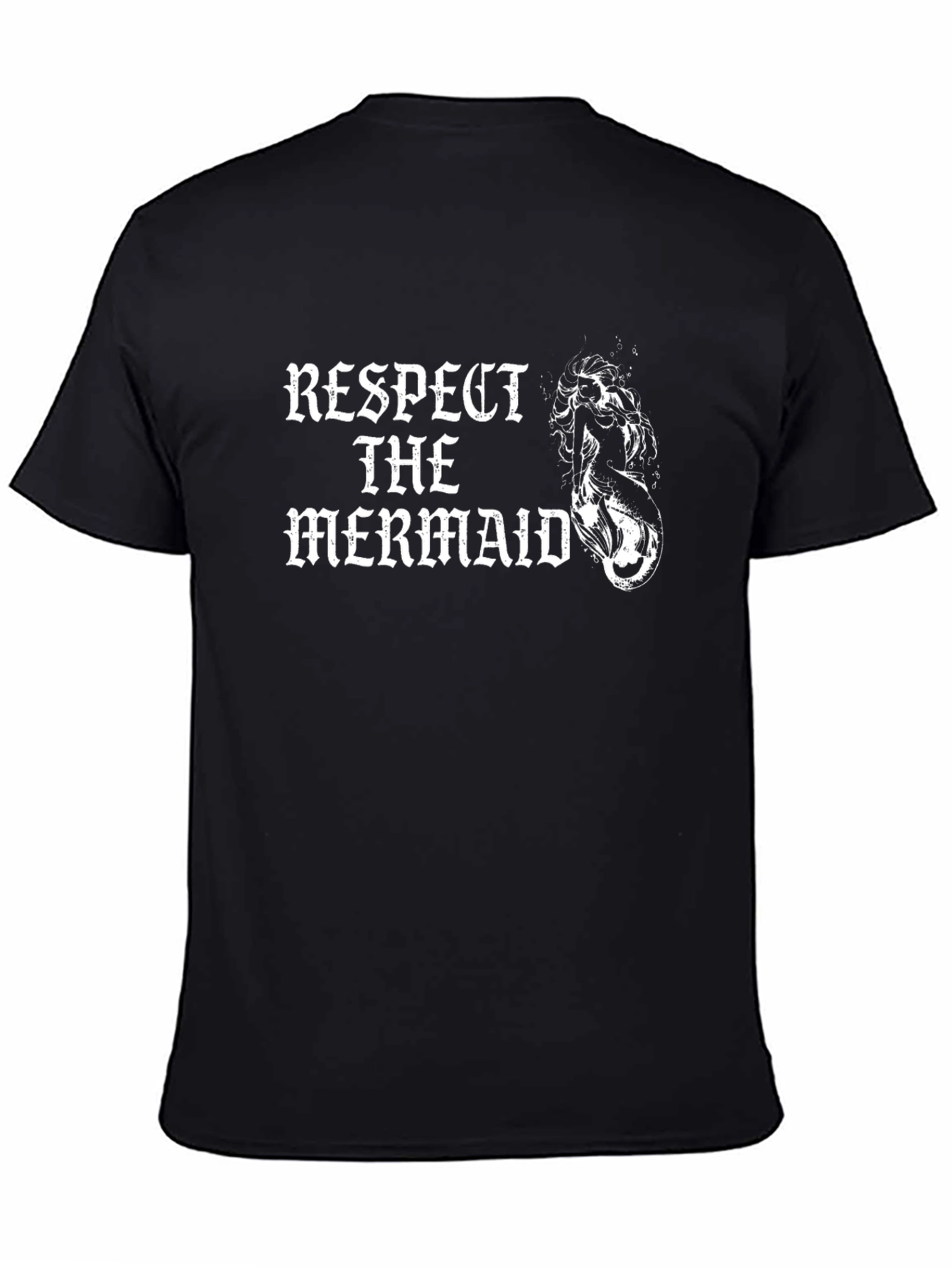 Respect the Mermaid Graphic Tee - Black Cotton T-Shirt