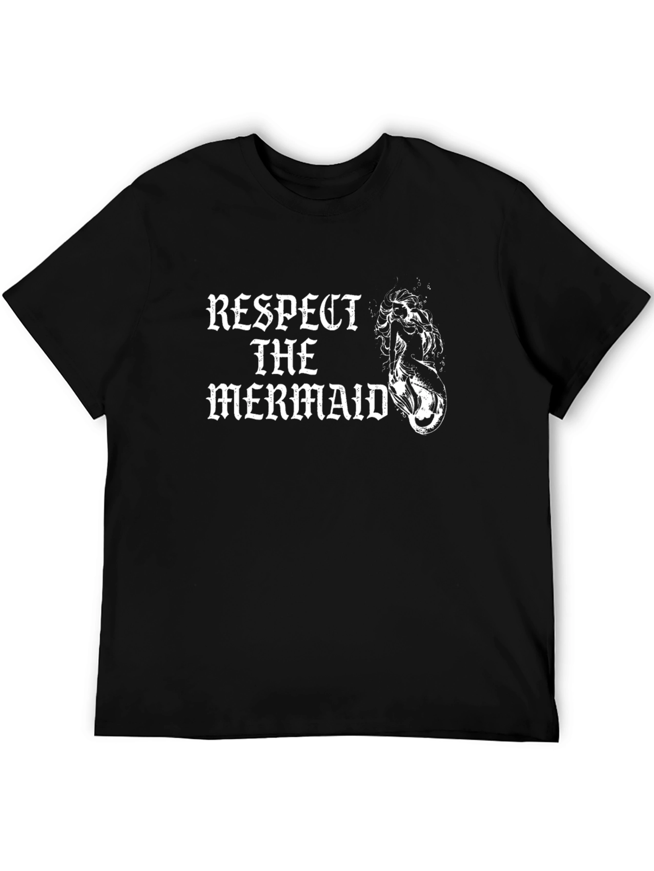 Respect the Mermaid Graphic Tee - Black Cotton T-Shirt