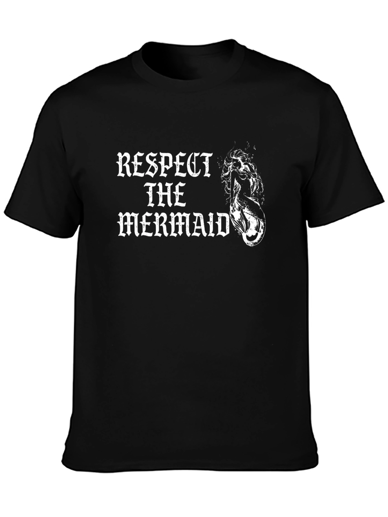Respect the Mermaid Graphic Tee - Black Cotton T-Shirt