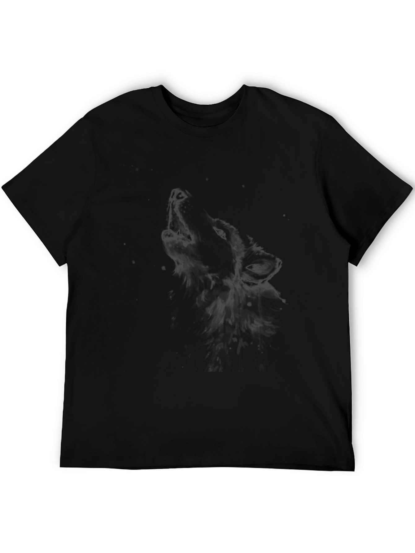 Mens Black Wolf Graphic Tee Shirt