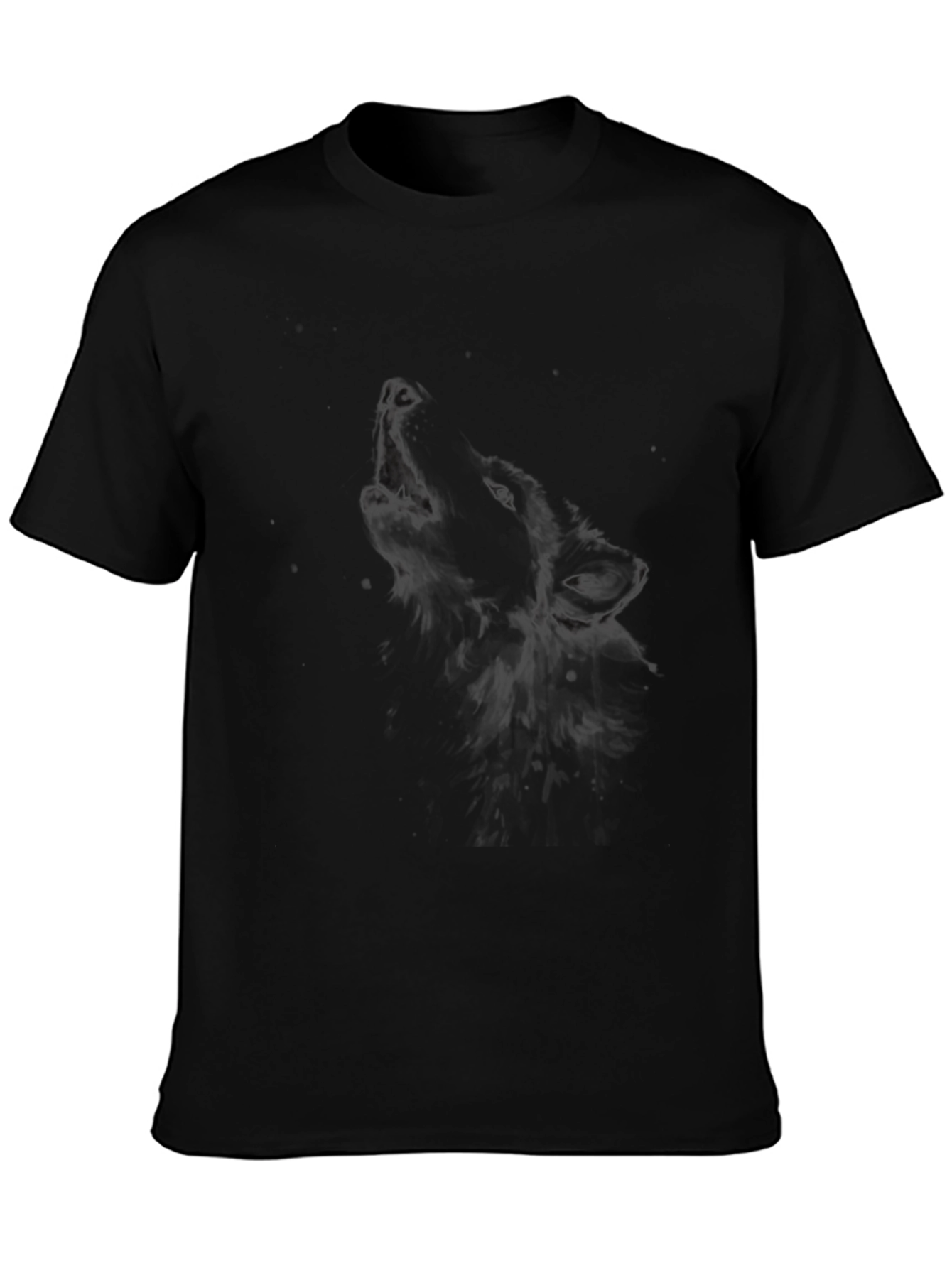 Mens Black Wolf Graphic Tee Shirt