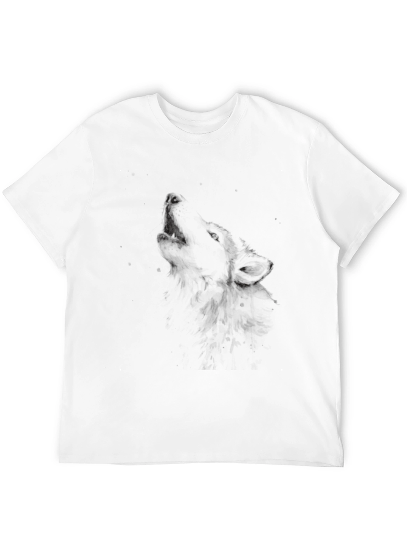 Mens Black Wolf Graphic Tee Shirt