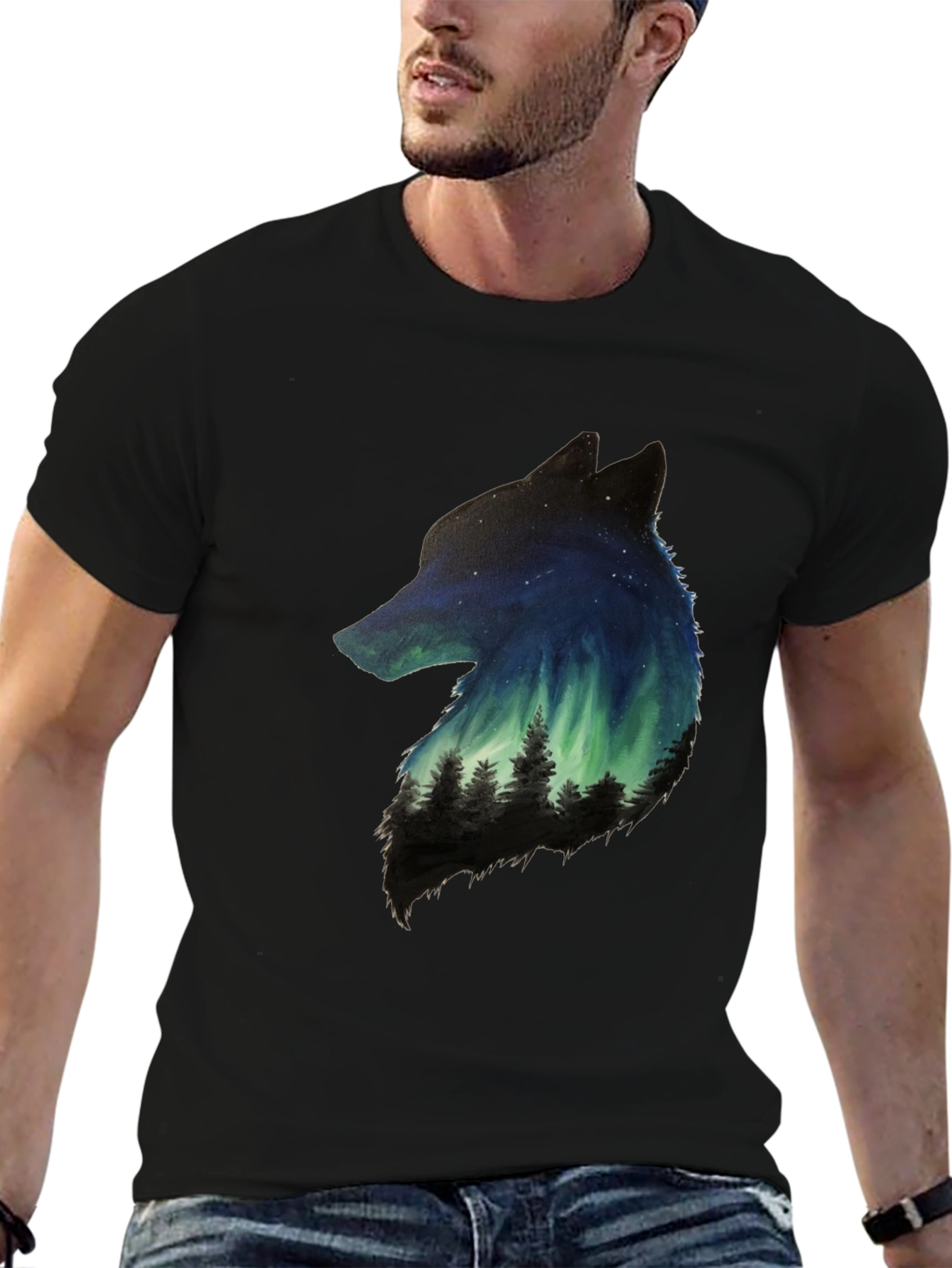 Wolf Aurora Nature Graphic Tee