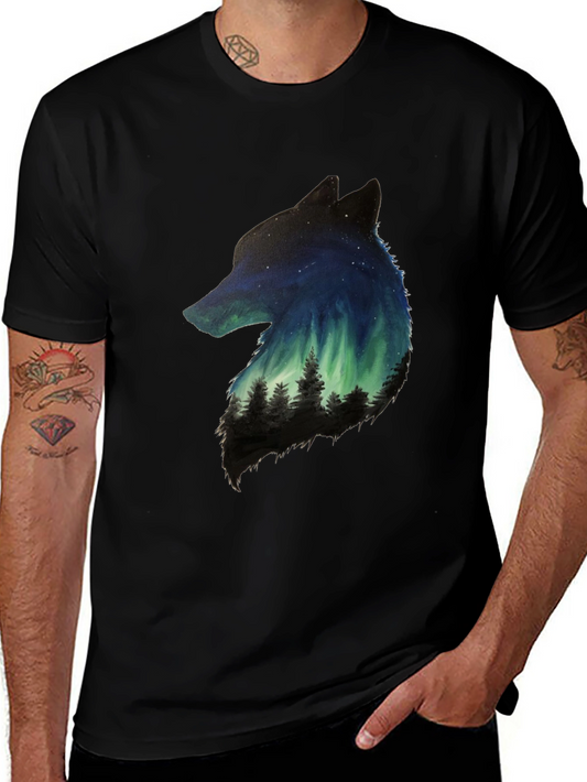 Wolf Aurora Nature Graphic Tee