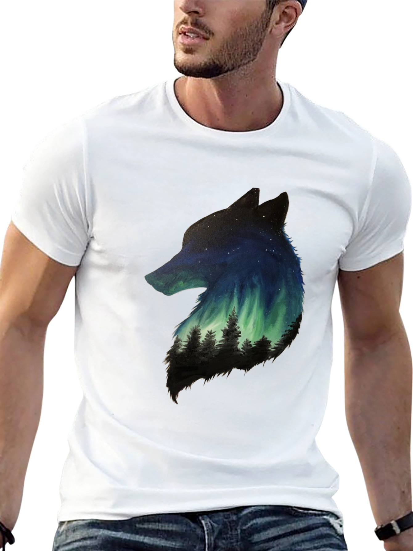 Wolf Aurora Nature Graphic Tee