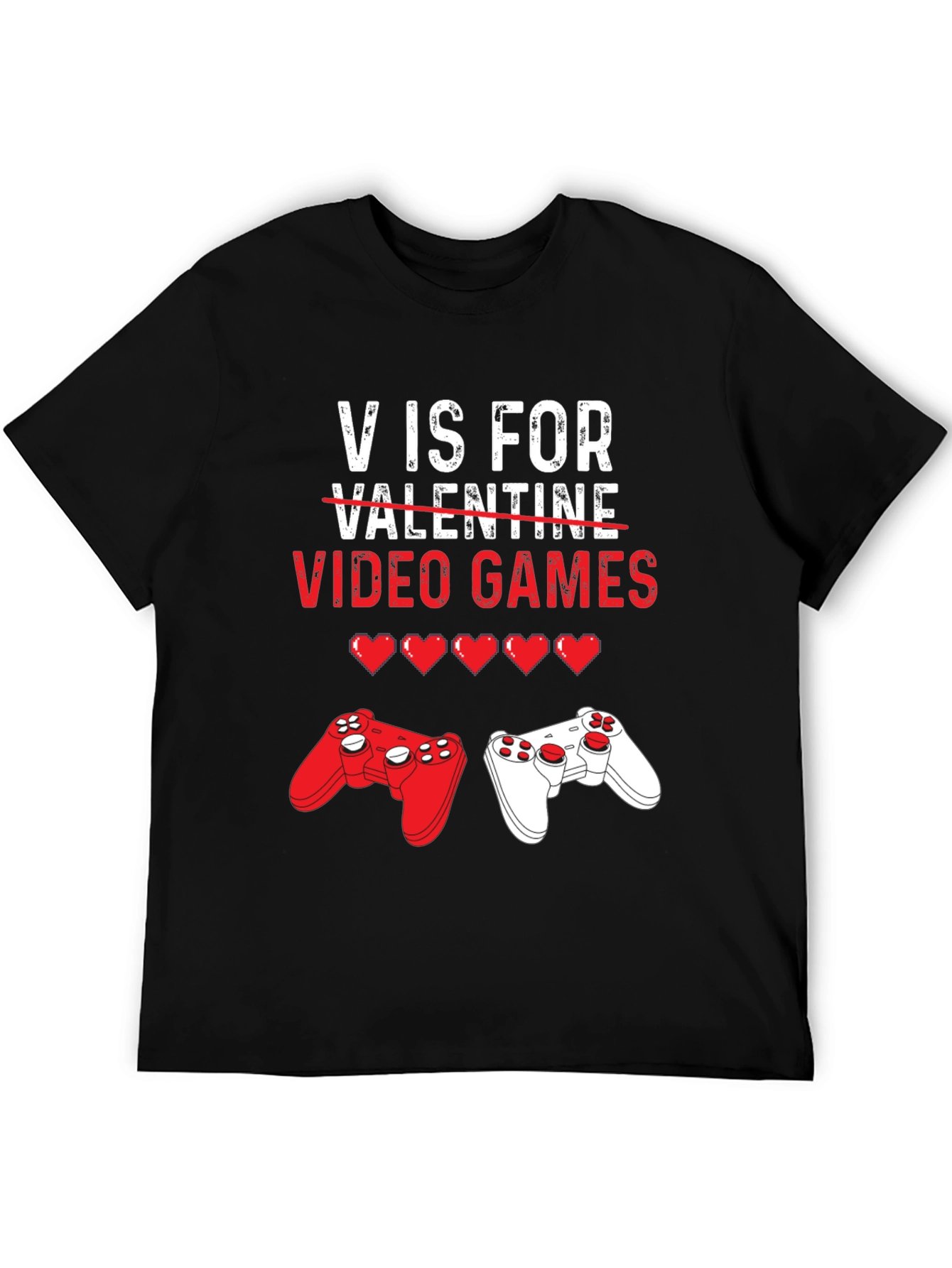 V is for Video Games Valentines Day T-Shirt