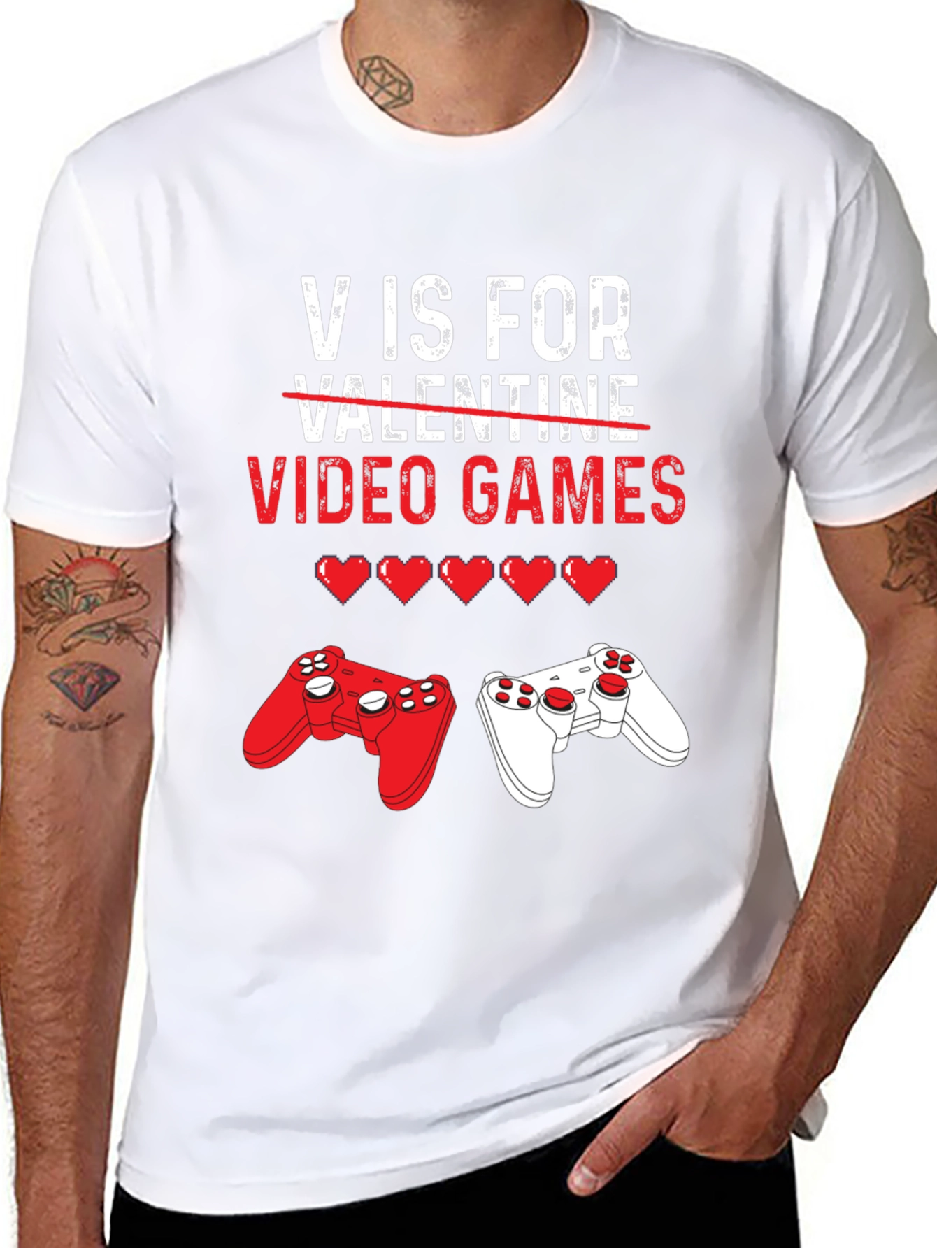 V is for Video Games Valentines Day T-Shirt