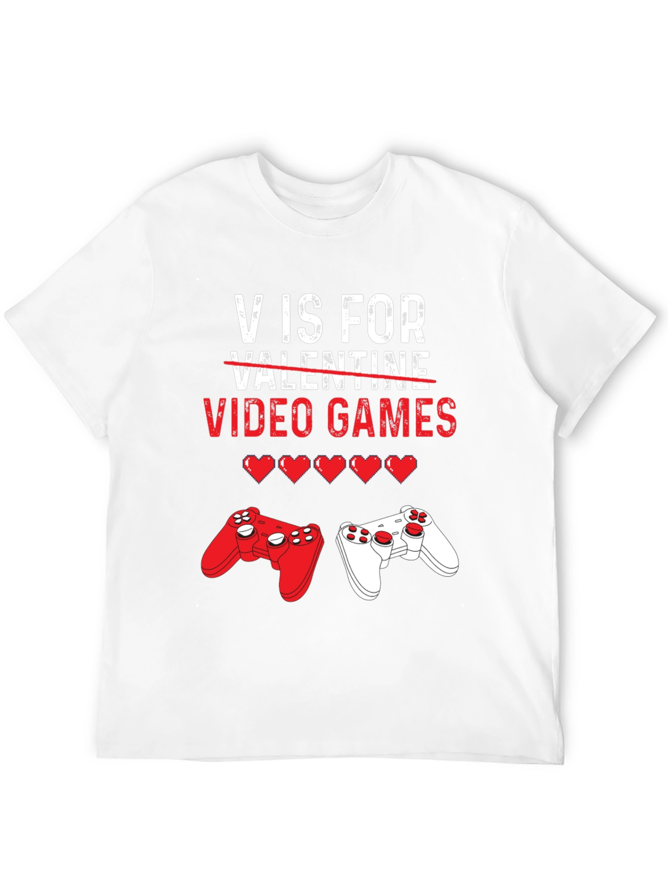 V is for Video Games Valentines Day T-Shirt