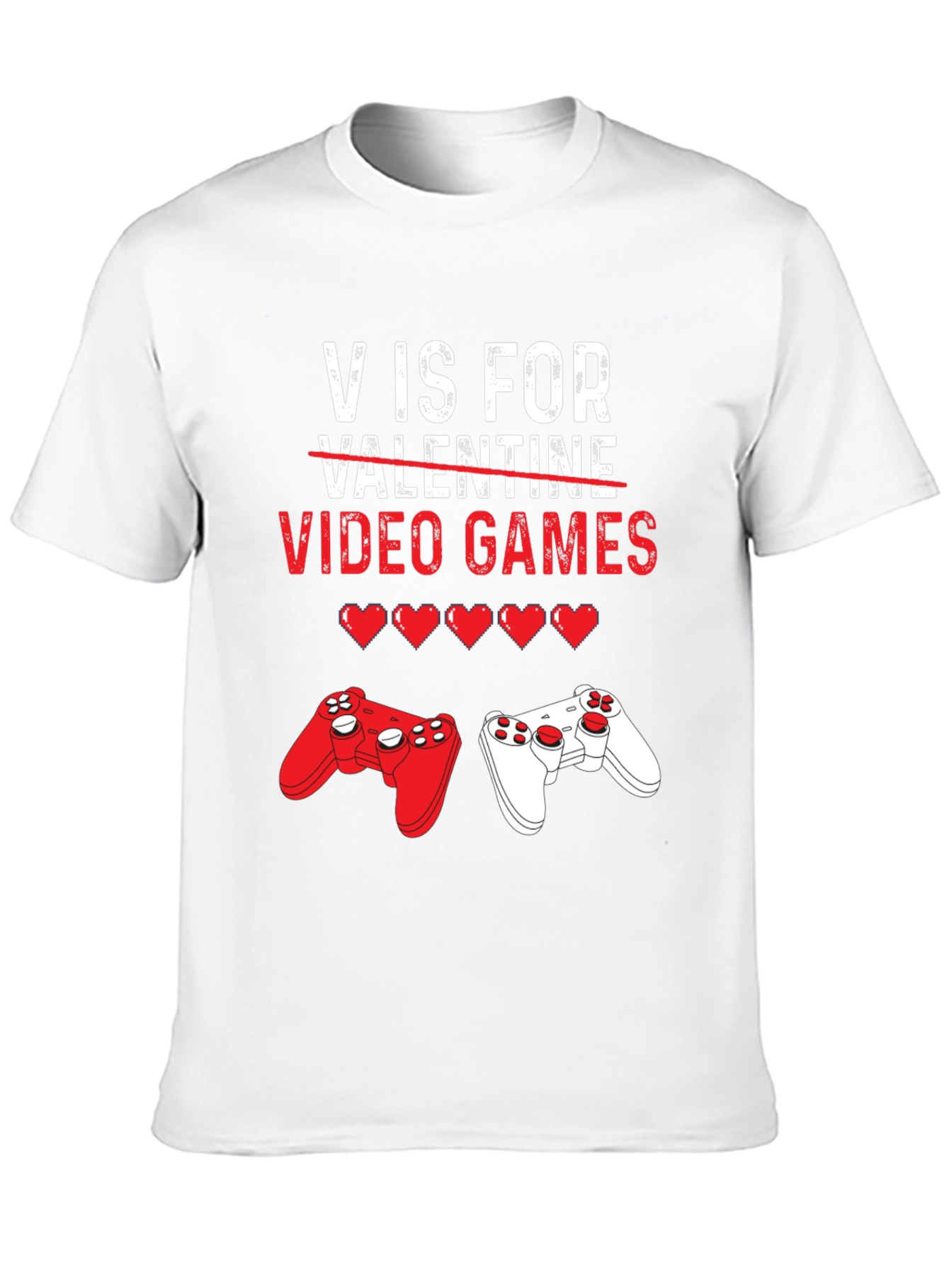 V is for Video Games Valentines Day T-Shirt