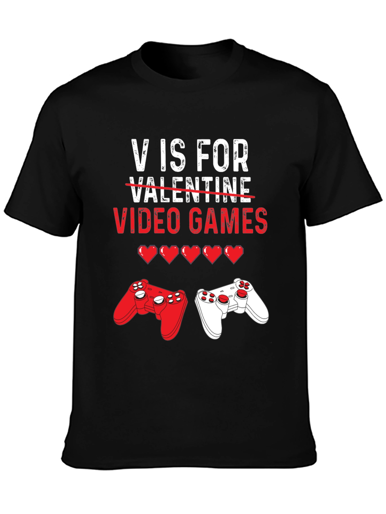 V is for Video Games Valentines Day T-Shirt