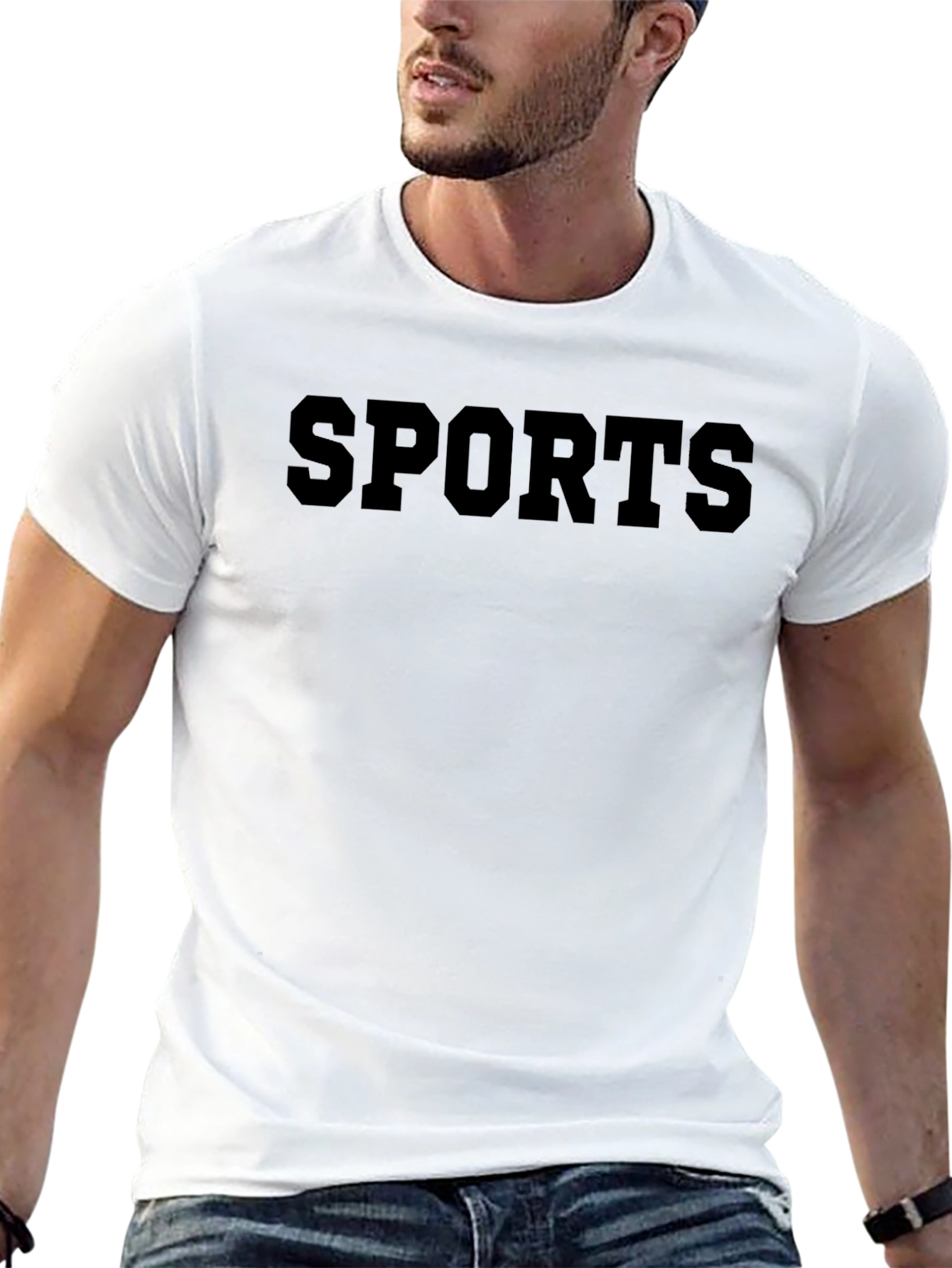 SPORTS Black Crew Neck Tee - Casual Style